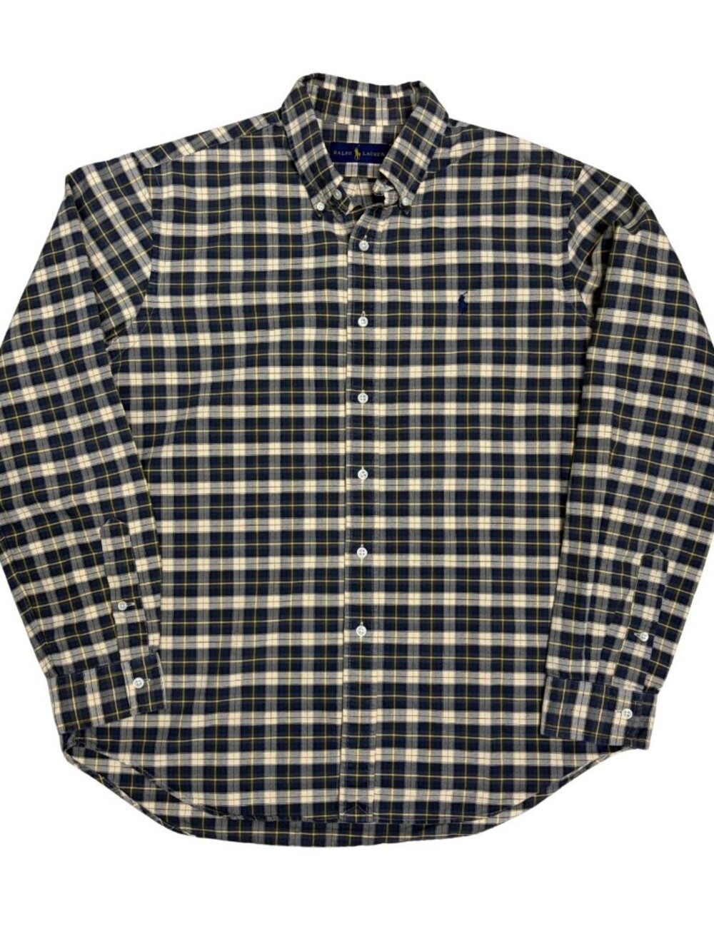 POLO RALPH LAUREN Plaid Designer Casual Business Button Long Sleeve Shirt Mens L